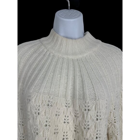 Madewell Pointelle Stitch Mix Mock Neck Long Sleeve Sweater Size M - Picture 4 of 10